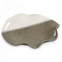 HIlborn Platter with Cut-out Handles - Grey & White